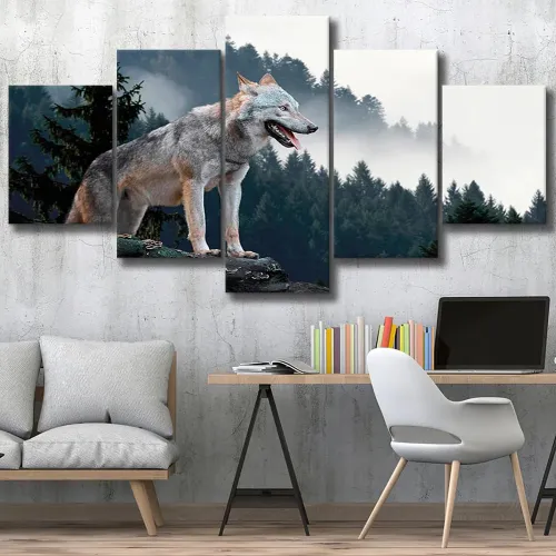 Cute Wolf Print Canvas Painting
