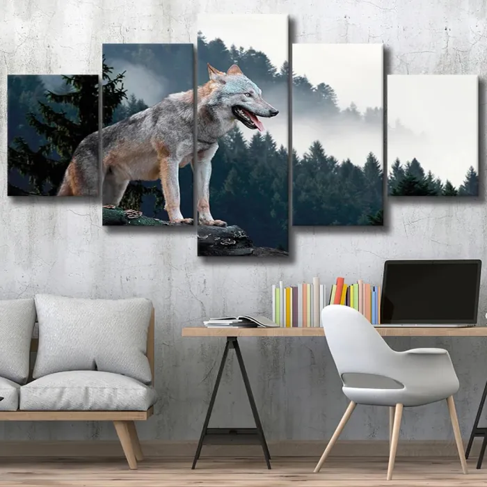 Cute Wolf Print Canvas Painting