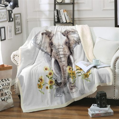 Watercolor Elephant Throw Blanket
