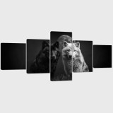 Black And White Wolf Canvas Painting