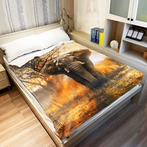 Wild Elephant Throw Blanket