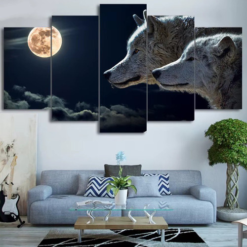 Wolf Moon Print Canvas Painting