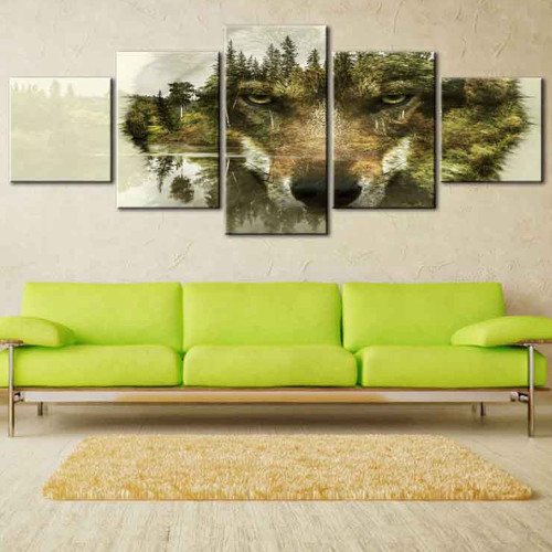 Wolf Face Print Canvas Painting
