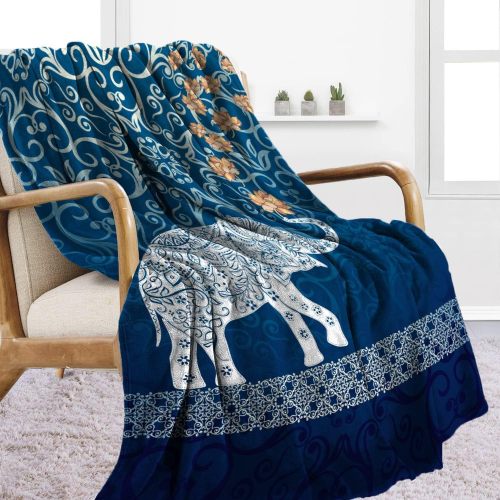 Geometric Elephant Print Blanket