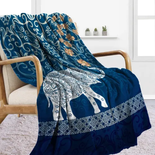Geometric Elephant Print Blanket