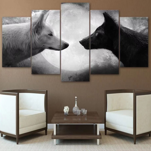 Yin Yang Wolf Canvas Painting