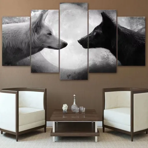 Yin Yang Wolf Canvas Painting