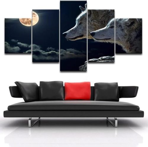 Wolf Moon Print Canvas Painting