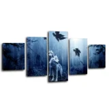 Wolves And Maple Leaves Print Canvas Painting