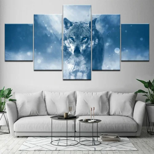 Scary Wolf Print Canvas Painting
