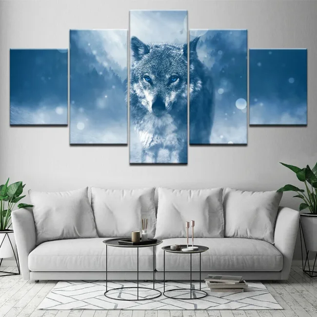 Scary Wolf Print Canvas Painting