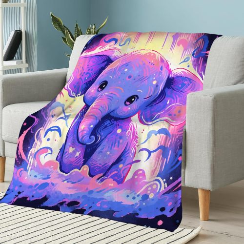 Cartoon Elephant Flannel Blanket