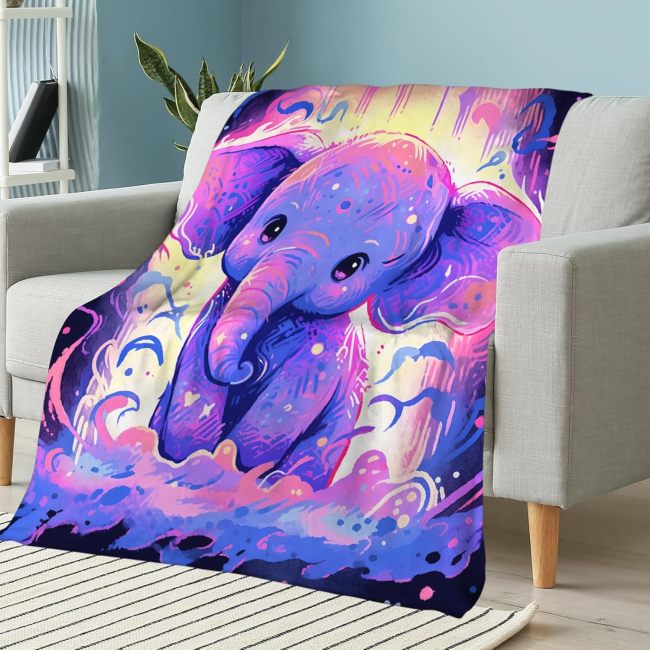 Cartoon Elephant Flannel Blanket