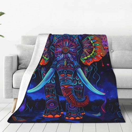Colorful Elephant Fleece Blanket