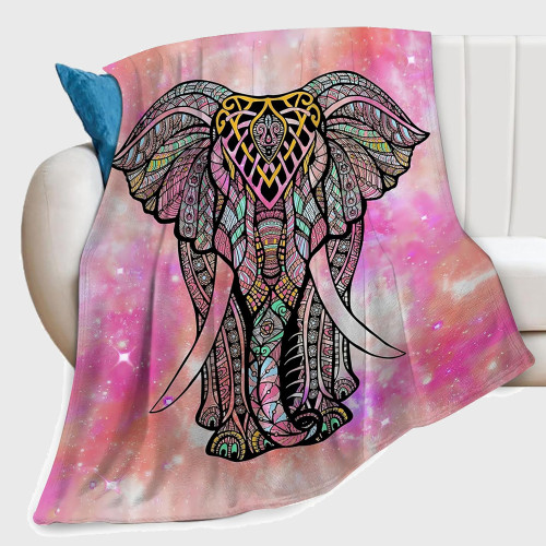 Pink Elephant Flannel Blanket