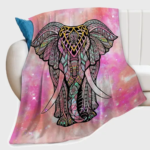 Pink Elephant Flannel Blanket
