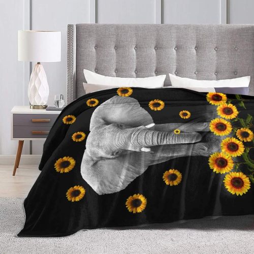 Sunflower Elephant Print Blanket