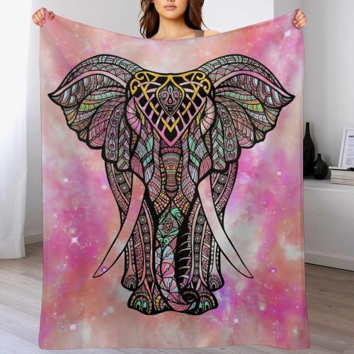Pink Elephant Flannel Blanket