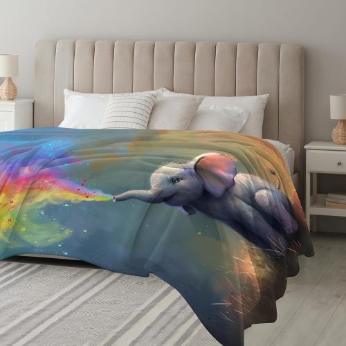 Colorful Kids Elephant Flannel Blanket