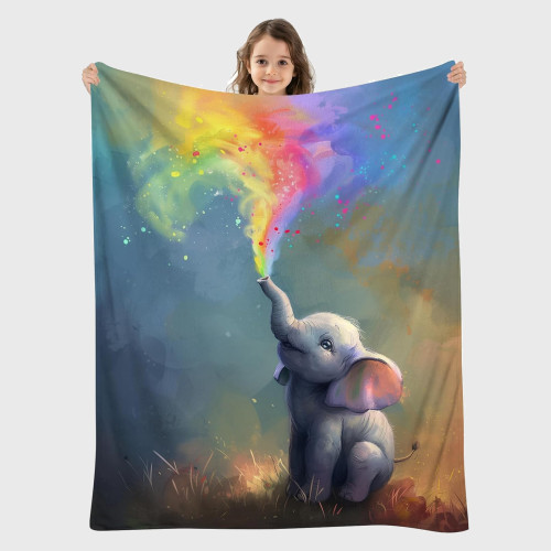 Colorful Kids Elephant Flannel Blanket