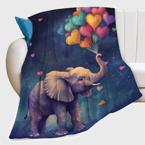 Balloons Elephant Print Plush Blanket