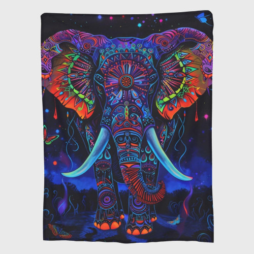 Colorful Elephant Fleece Blanket