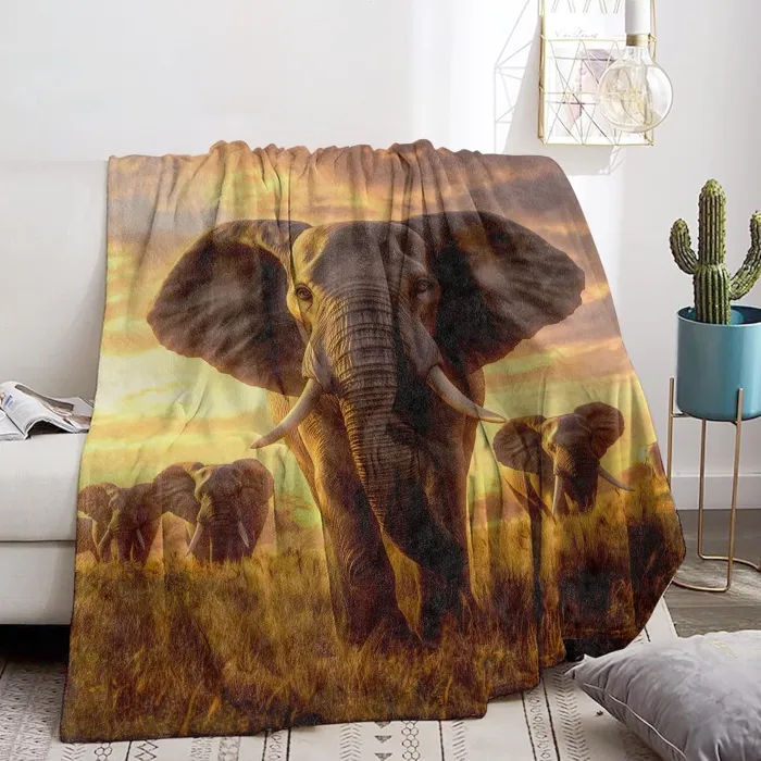 Elephant Packs Print Blanket