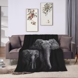 Mom Baby Elephant Flannel Blanket