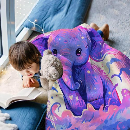Cartoon Elephant Flannel Blanket