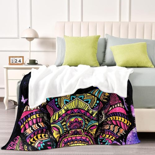 Colorful Elephant Fleece Blanket