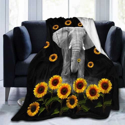 Sunflower Elephant Print Blanket