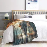 Forest Elephant Print Plush Blanket