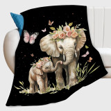 Mom Baby Elephant Fleece Blanket