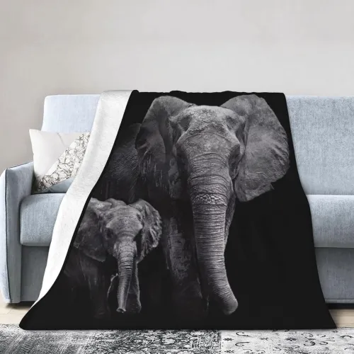 Mom Baby Elephant Flannel Blanket