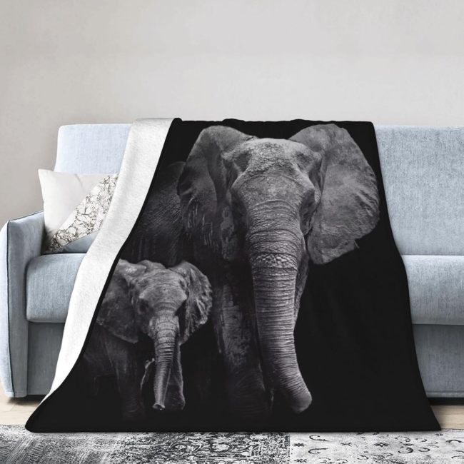 Mom Baby Elephant Flannel Blanket