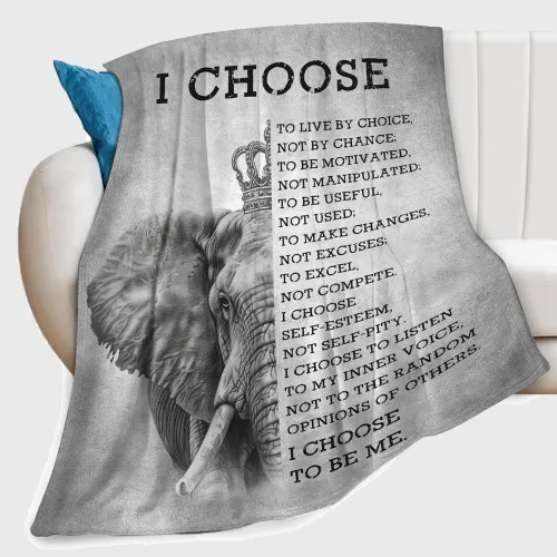 Slogan Elephant Flannel Blanket