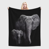 Mom Baby Elephant Flannel Blanket