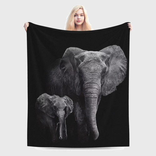 Mom Baby Elephant Flannel Blanket