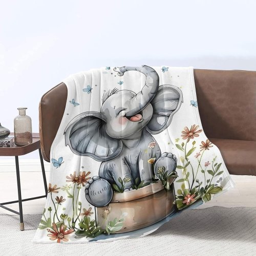 Soft Baby Elephant Fleece Blanket