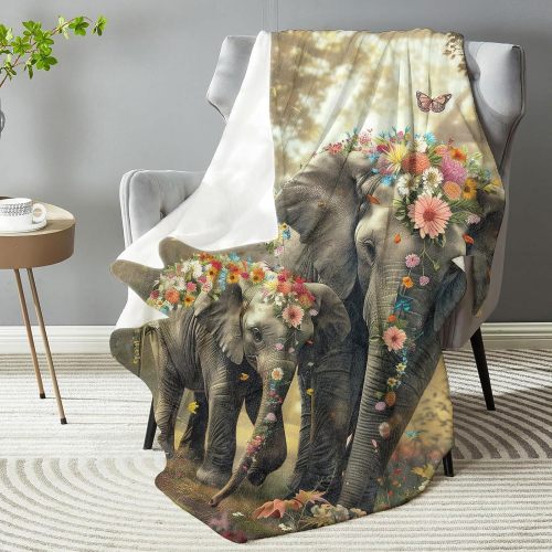 Mom Baby Elephant Fleece Blanket