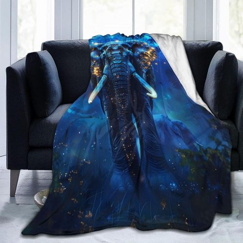Blue Elephant Print Blanket