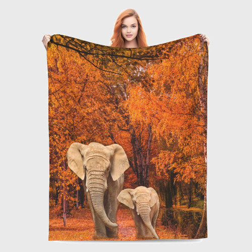 Mom Baby Elephant Print Blanket