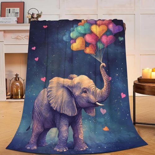 Balloons Elephant Print Plush Blanket