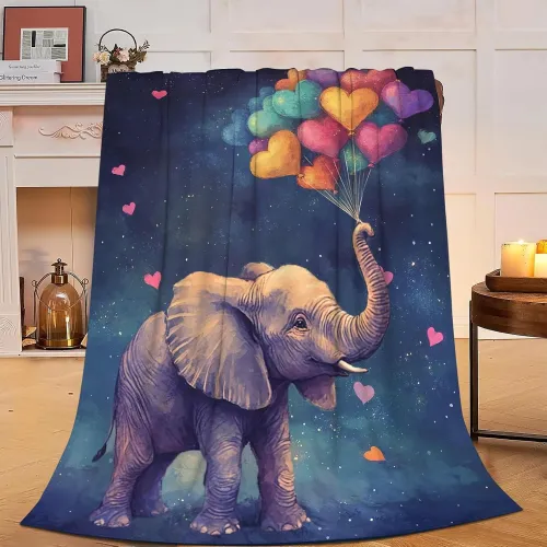 Balloons Elephant Print Plush Blanket