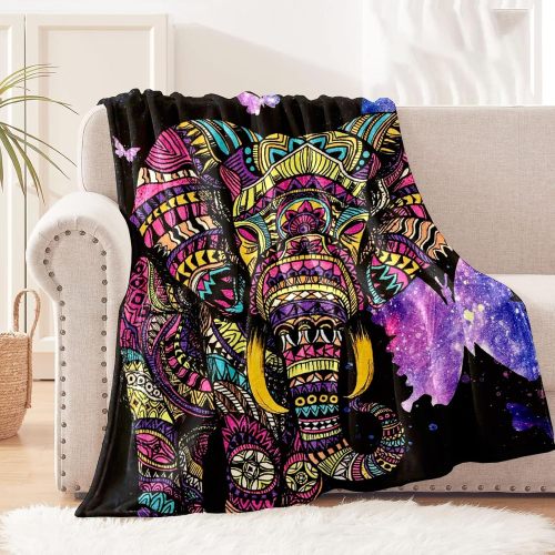 Colorful Elephant Fleece Blanket