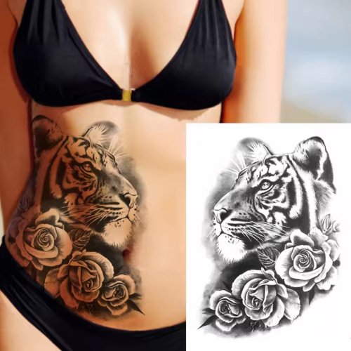 Rose Tiger Tattoo