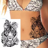 Tiger Rose Clock Tattoo
