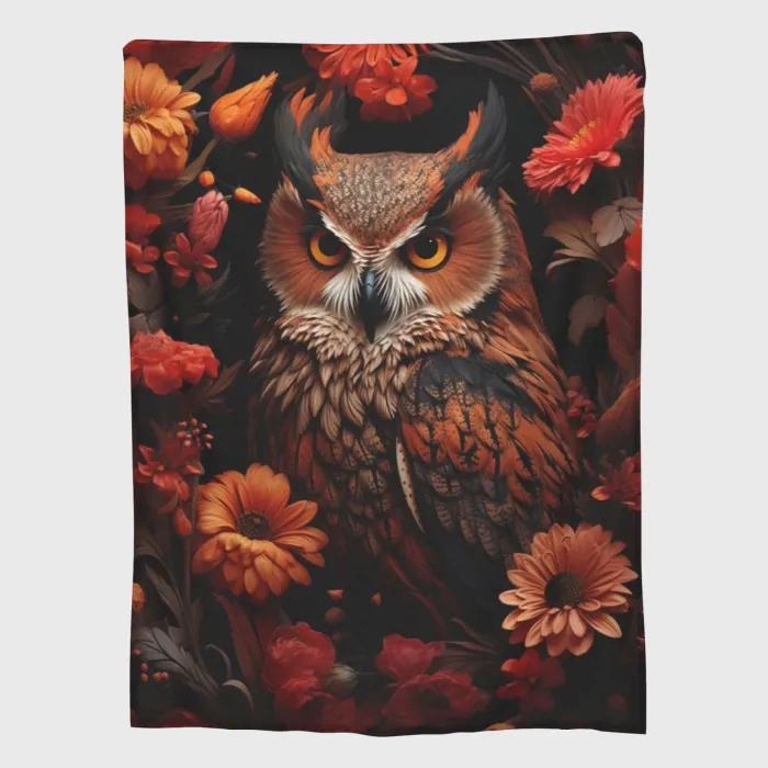 Floral Owl Plush Blanket