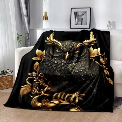 Black Owl Pattern Blanket
