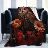 Floral Owl Plush Blanket